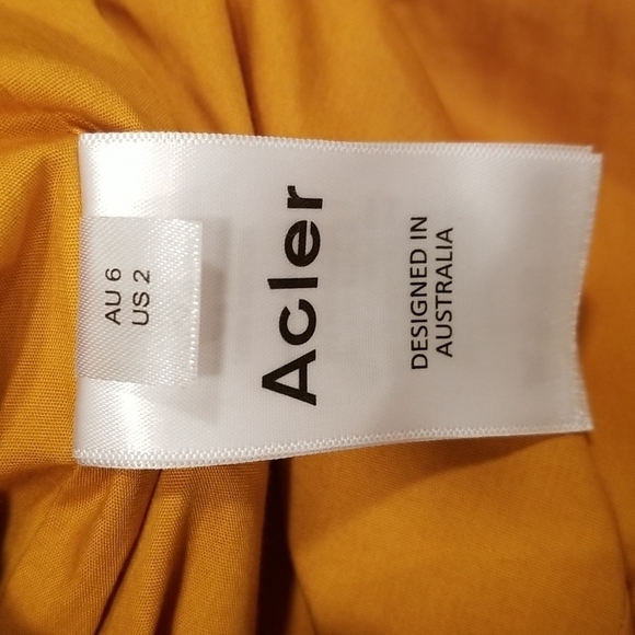 💕ACLER💕 Lewis Shirt Dress ~ 100% Colton Puff Sleeves Mini Dark Gold US 2 - Picture 13 of 14
